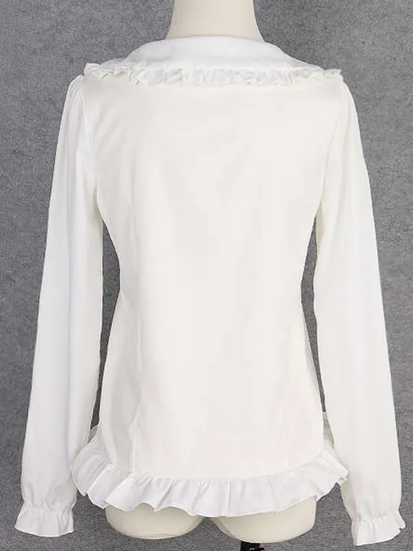 alice in wonderland embroidery ruffled blouse