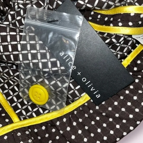 Alice   Olivia Wool Blazer Top Polka Dots Neon Yellow Blouse NWT Womens Size XS