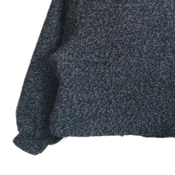 Amisu Pea Coat Womens Large Gray Double Breasted Balloon Sleeve Cape Jacket