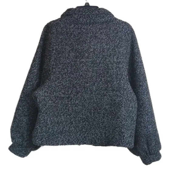 Amisu Pea Coat Womens Large Gray Double Breasted Balloon Sleeve Cape Jacket