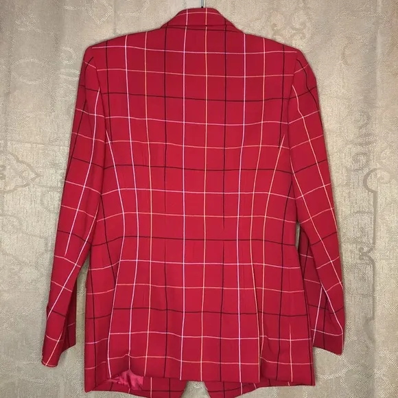 Anne Klein II NWOT Vintage Women's Red Stripe‎ Wool Blend Blazer Size 4 Petite