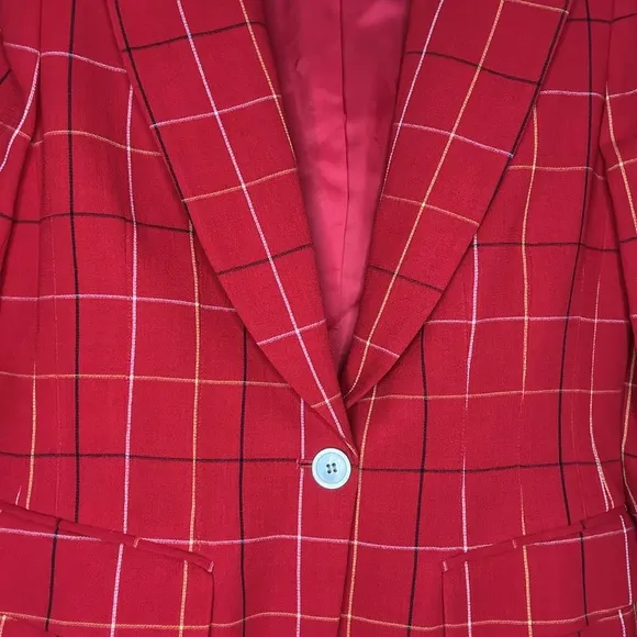 Anne Klein II NWOT Vintage Women's Red Stripe‎ Wool Blend Blazer Size 4 Petite