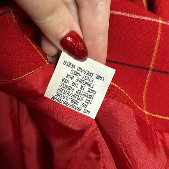Anne Klein II NWOT Vintage Women's Red Stripe‎ Wool Blend Blazer Size 4 Petite