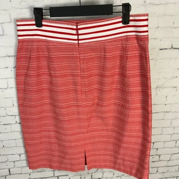 Antonio Melani Seersucker Red White Sailor Straight Pencil Skirt Sz 10 R2