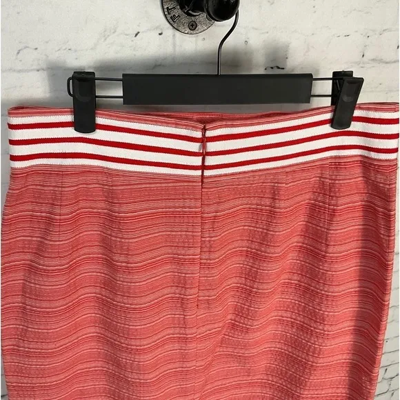 Antonio Melani Seersucker Red White Sailor Straight Pencil Skirt Sz 10 R2