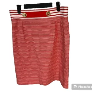 Antonio Melani Seersucker Red White Sailor Straight Pencil Skirt Sz 10 R2