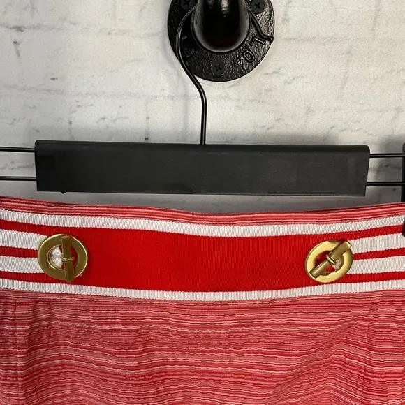Antonio Melani Seersucker Red White Sailor Straight Pencil Skirt Sz 10 R2