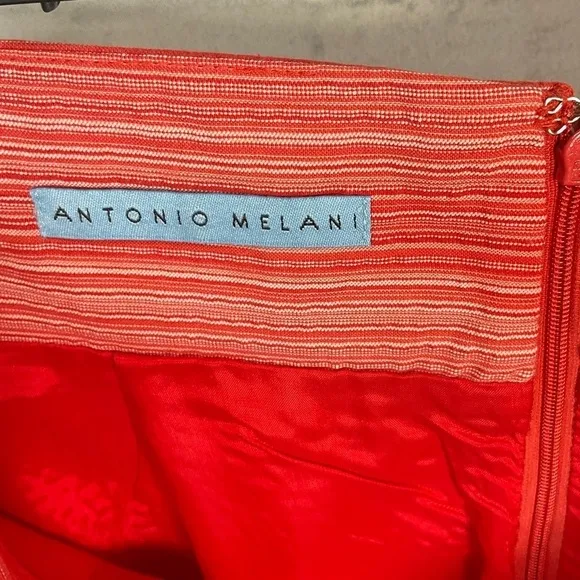 Antonio Melani Seersucker Red White Sailor Straight Pencil Skirt Sz 10 R2