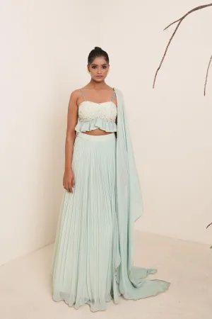 Aqua Blue Skirt Set