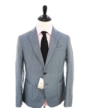 ARMANI COLLEZIONI - Medium Blue Melange Semi-Lined Linen Blazer -  38R