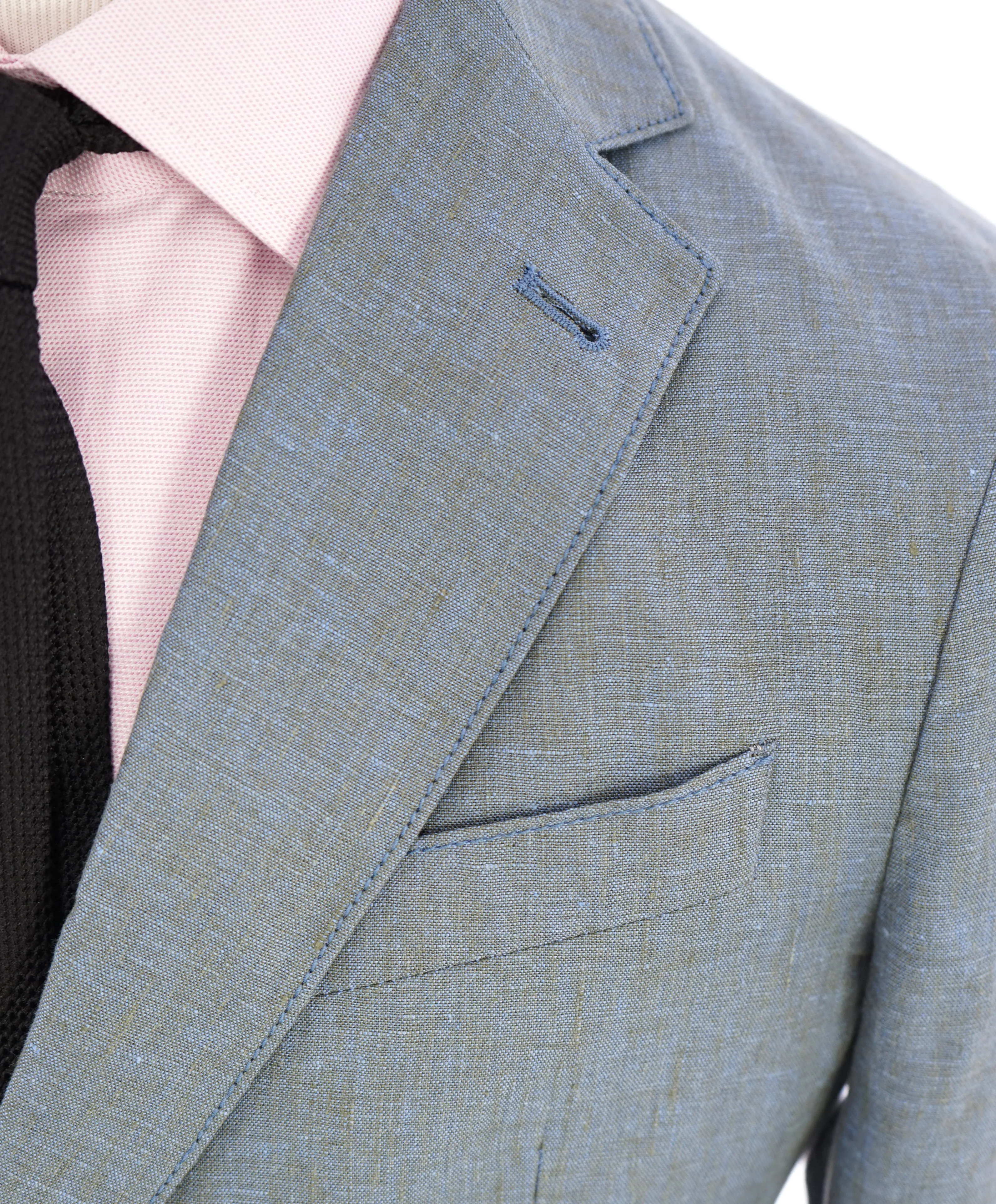 ARMANI COLLEZIONI - Medium Blue Melange Semi-Lined Linen Blazer -  38R