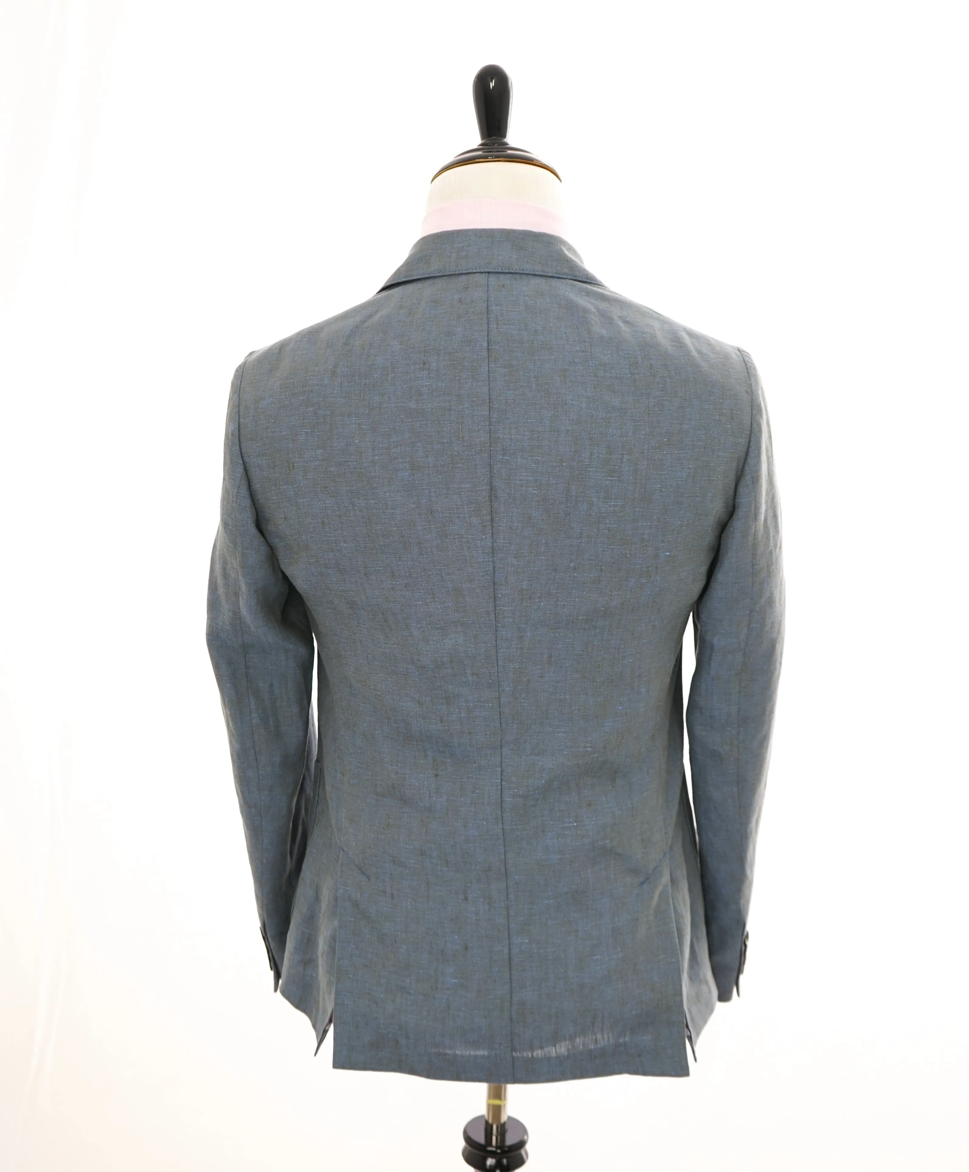 ARMANI COLLEZIONI - Medium Blue Melange Semi-Lined Linen Blazer - 42R