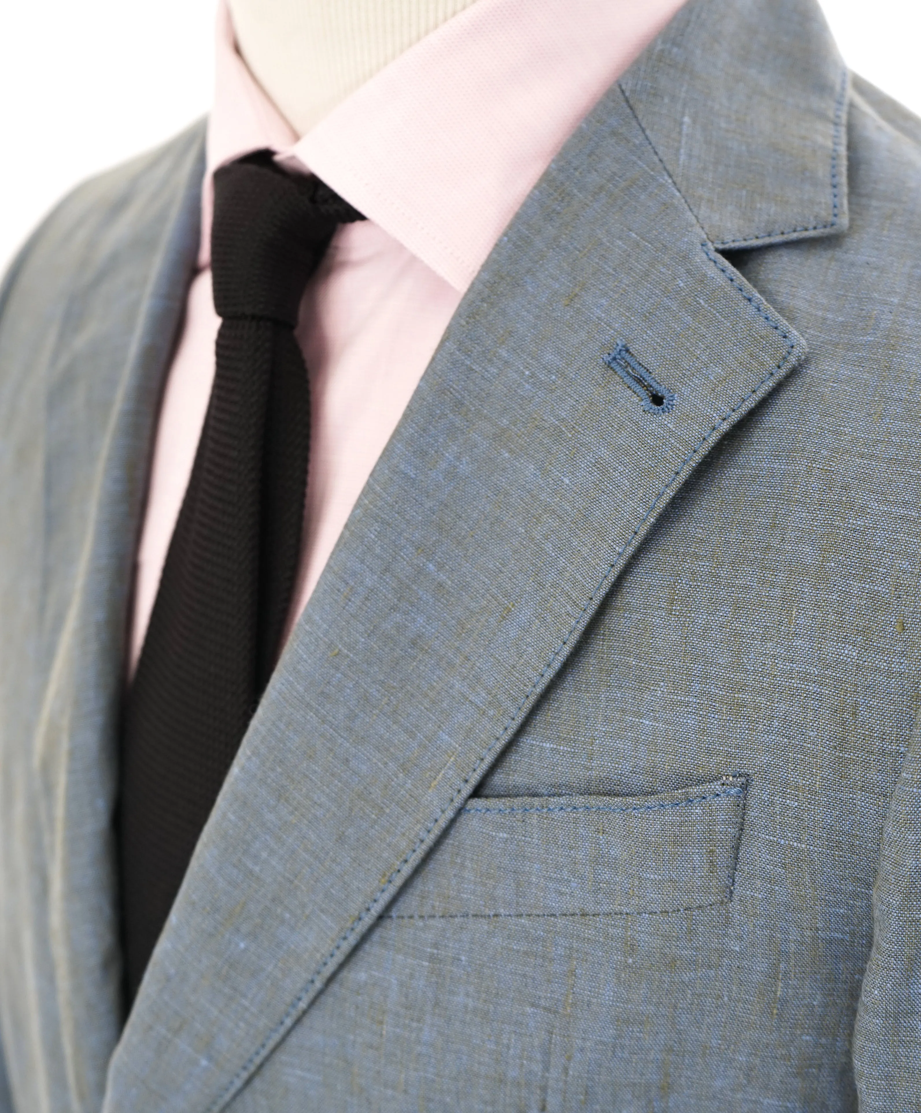 ARMANI COLLEZIONI - Medium Blue Melange Semi-Lined Linen Blazer - 42R