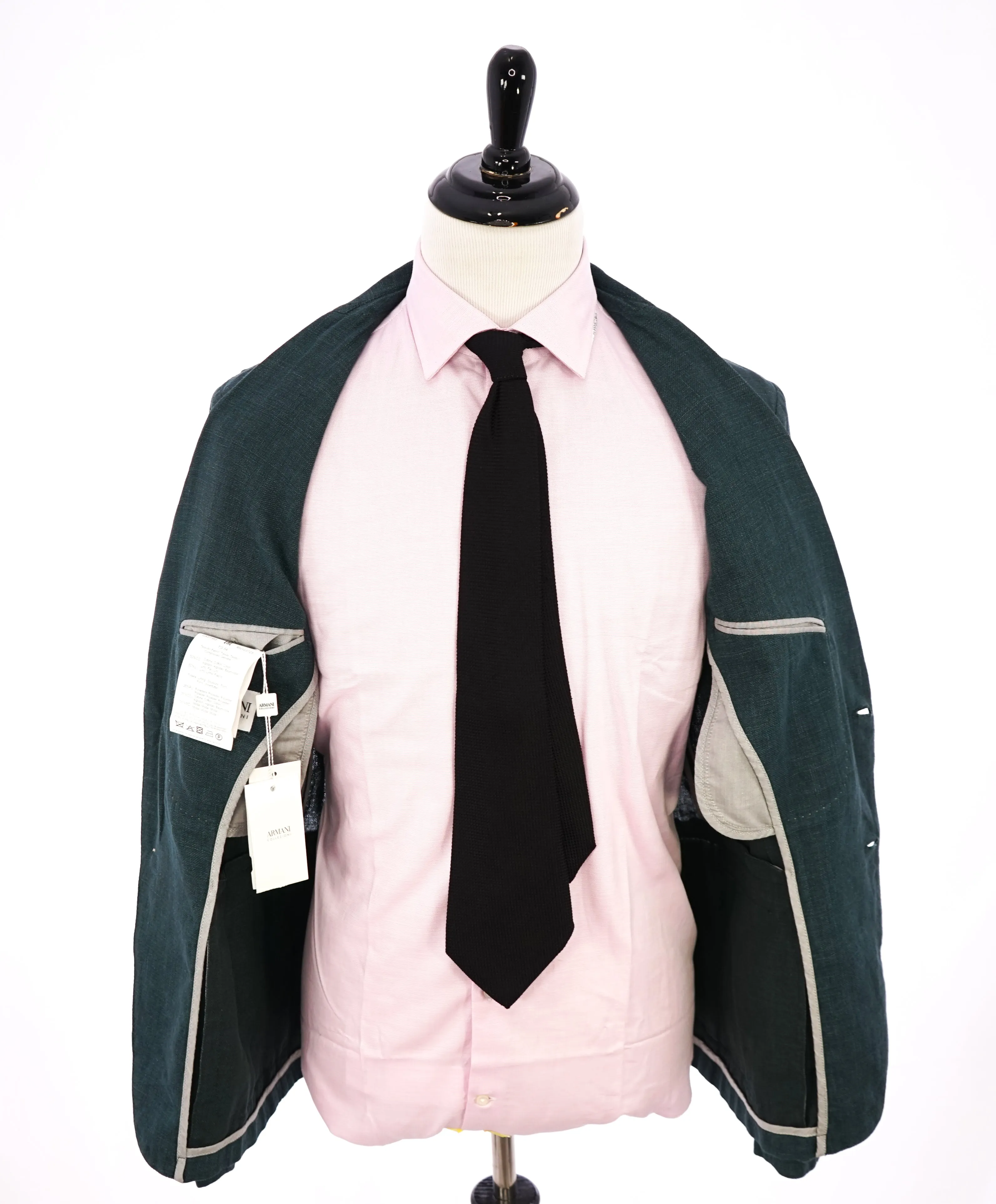 ARMANI COLLEZIONI - Sage Green W Cream Buttons Semi-Lined Linen Blazer -  42R