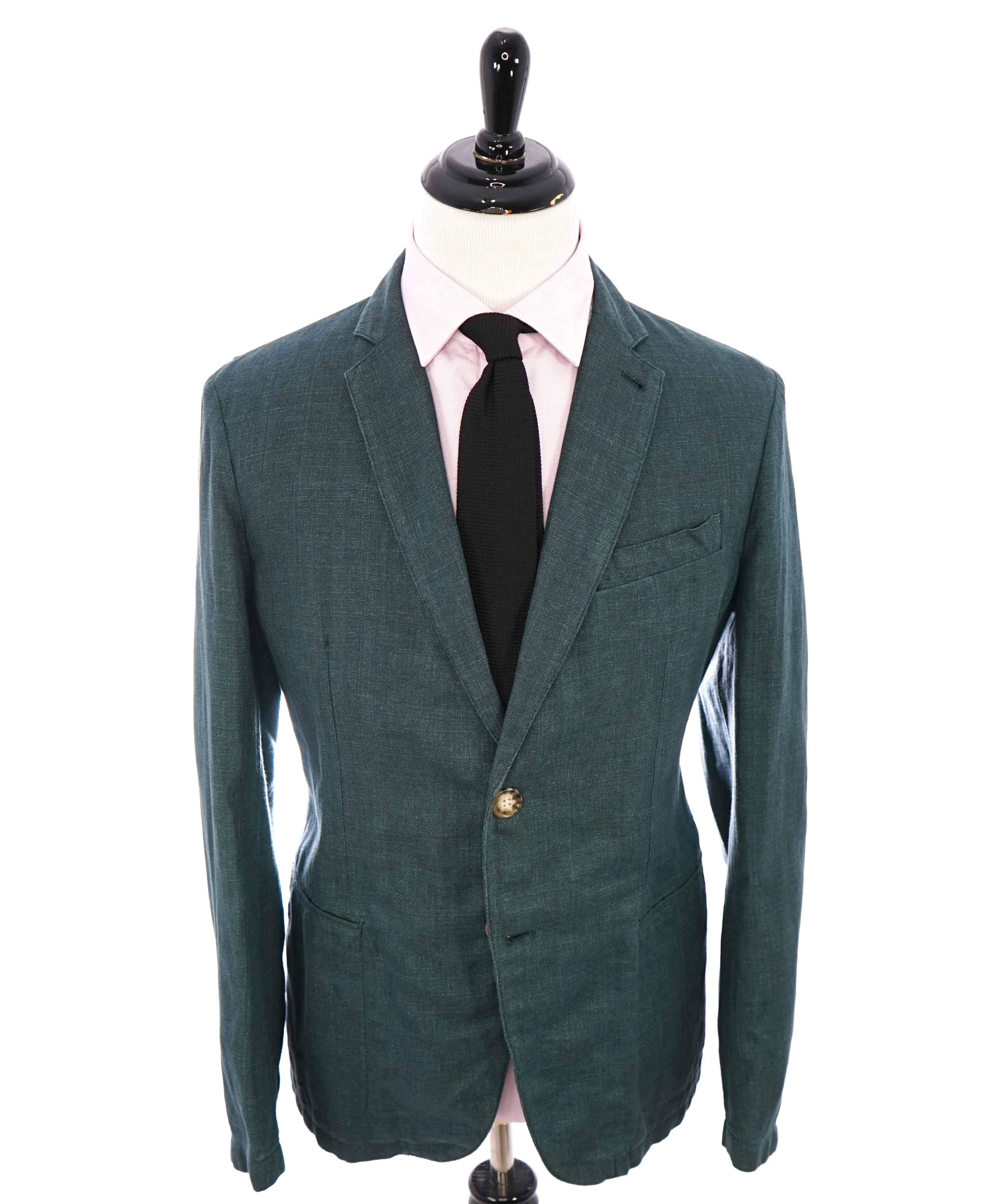 ARMANI COLLEZIONI - Sage Green W Cream Buttons Semi-Lined Linen Blazer -  42R