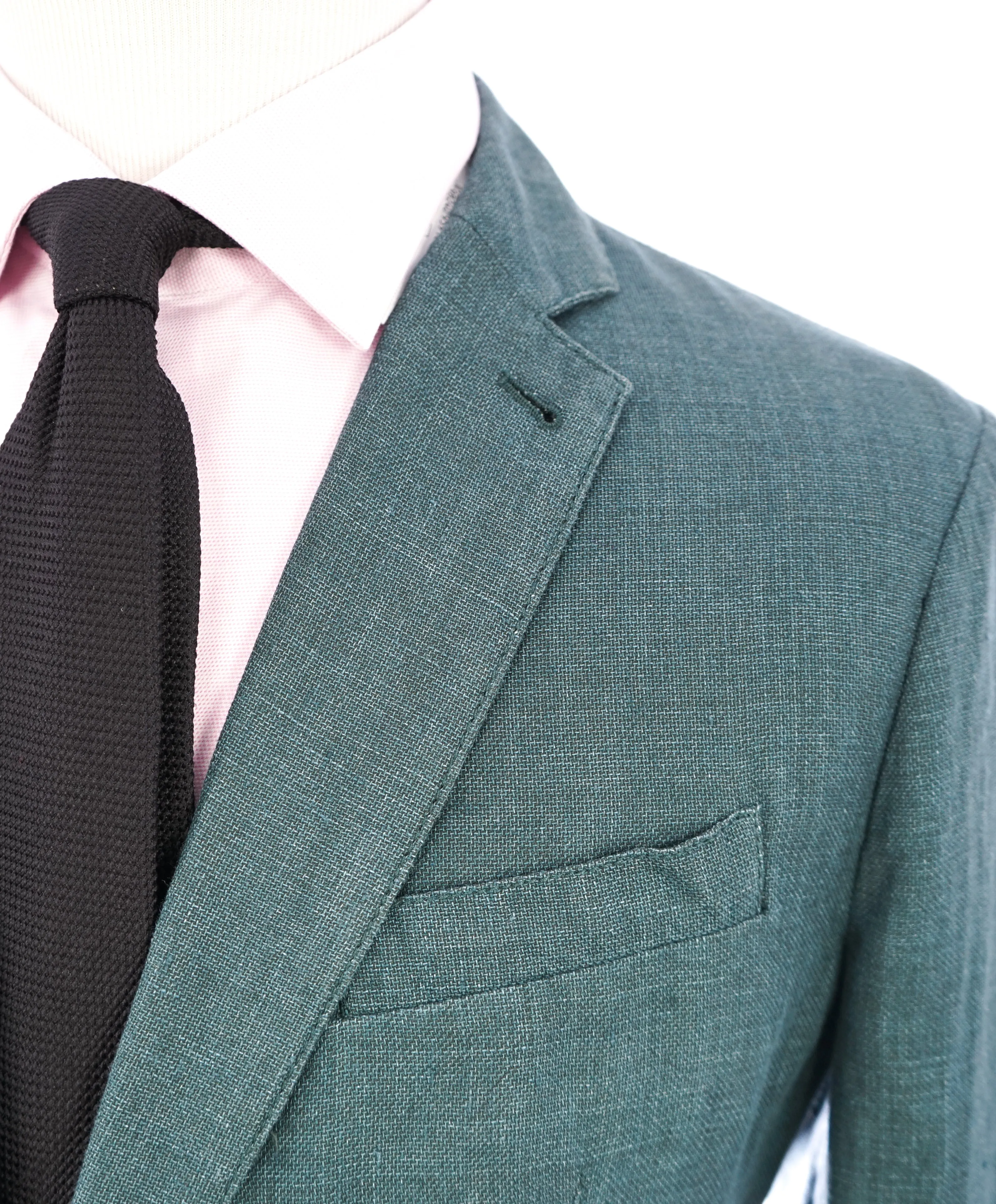 ARMANI COLLEZIONI - Sage Green W Cream Buttons Semi-Lined Linen Blazer -  42R