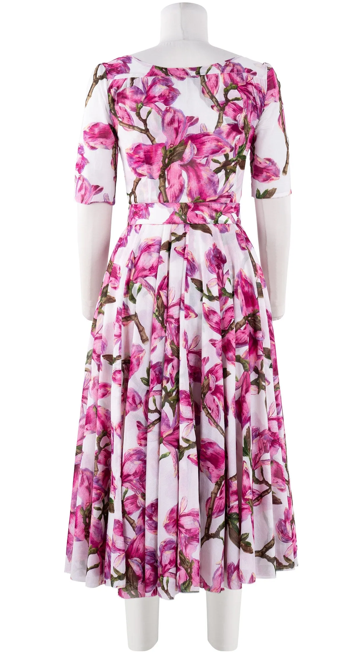 Aster Dress Boat Neck 1/2 Sleeve Midi Length Cotton Musola (Magnolia Blossom)