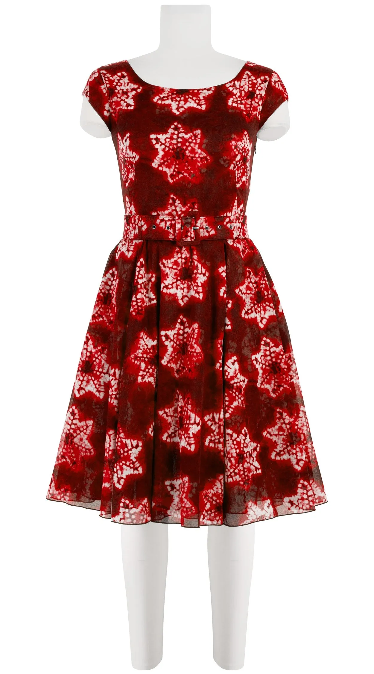Aster Dress Boat Neck Cap Sleeve Petite Length Cotton Musola (Shibori Star)