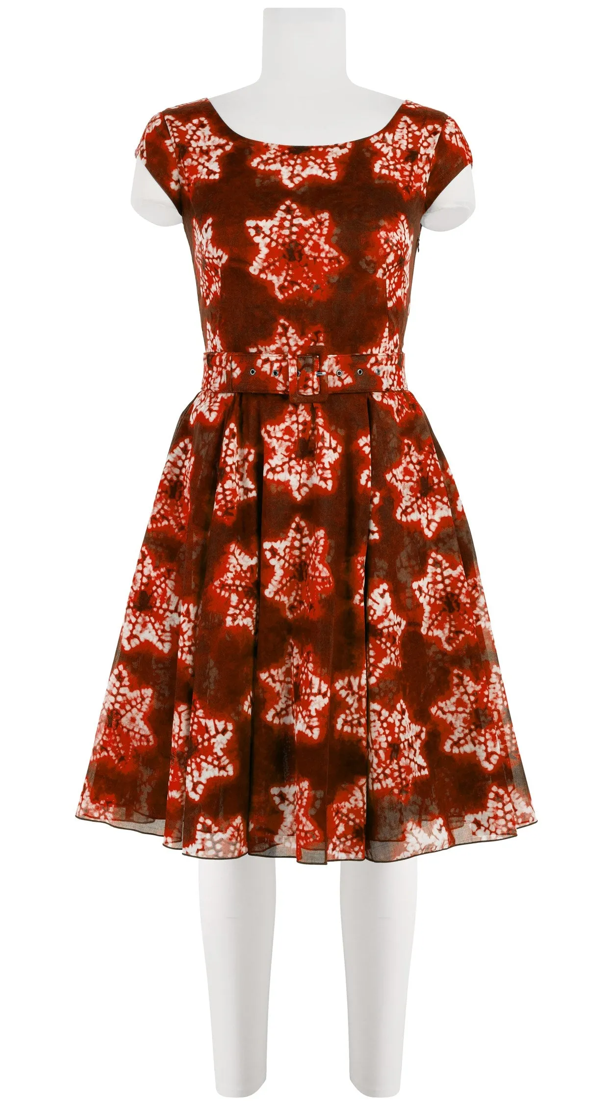 Aster Dress Boat Neck Cap Sleeve Petite Length Cotton Musola (Shibori Star)