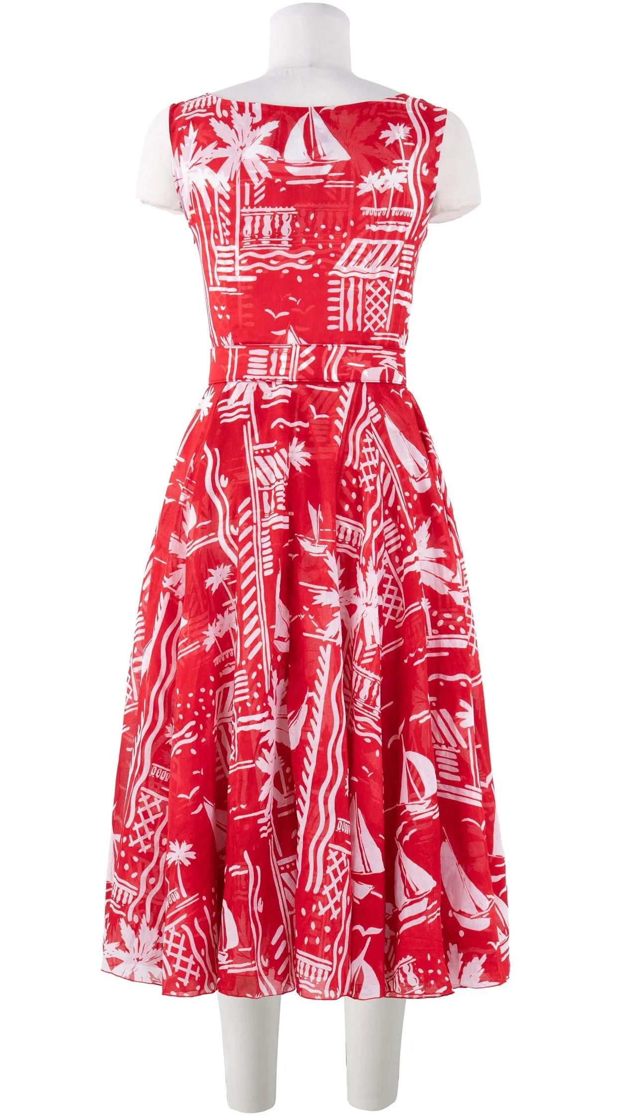 Aster Dress Boat Neck Mini Cap Sleeve Midi Length Cotton Musola (Cote D'azur Small)