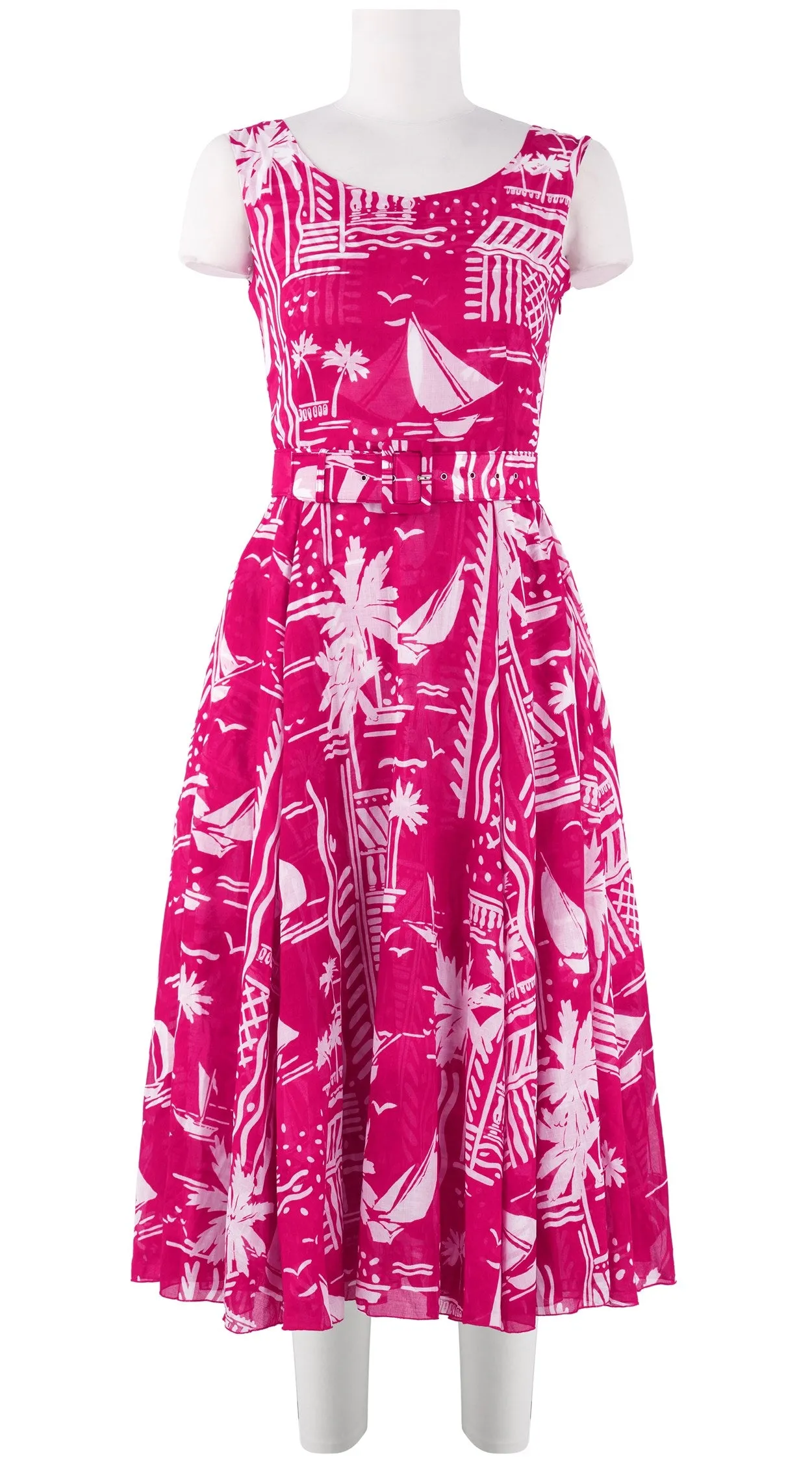 Aster Dress Boat Neck Mini Cap Sleeve Midi Length Cotton Musola (Cote D'azur Small)