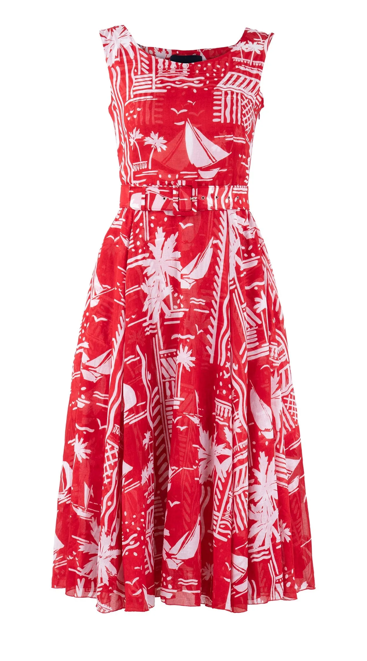 Aster Dress Boat Neck Mini Cap Sleeve Midi Length Cotton Musola (Cote D'azur Small)