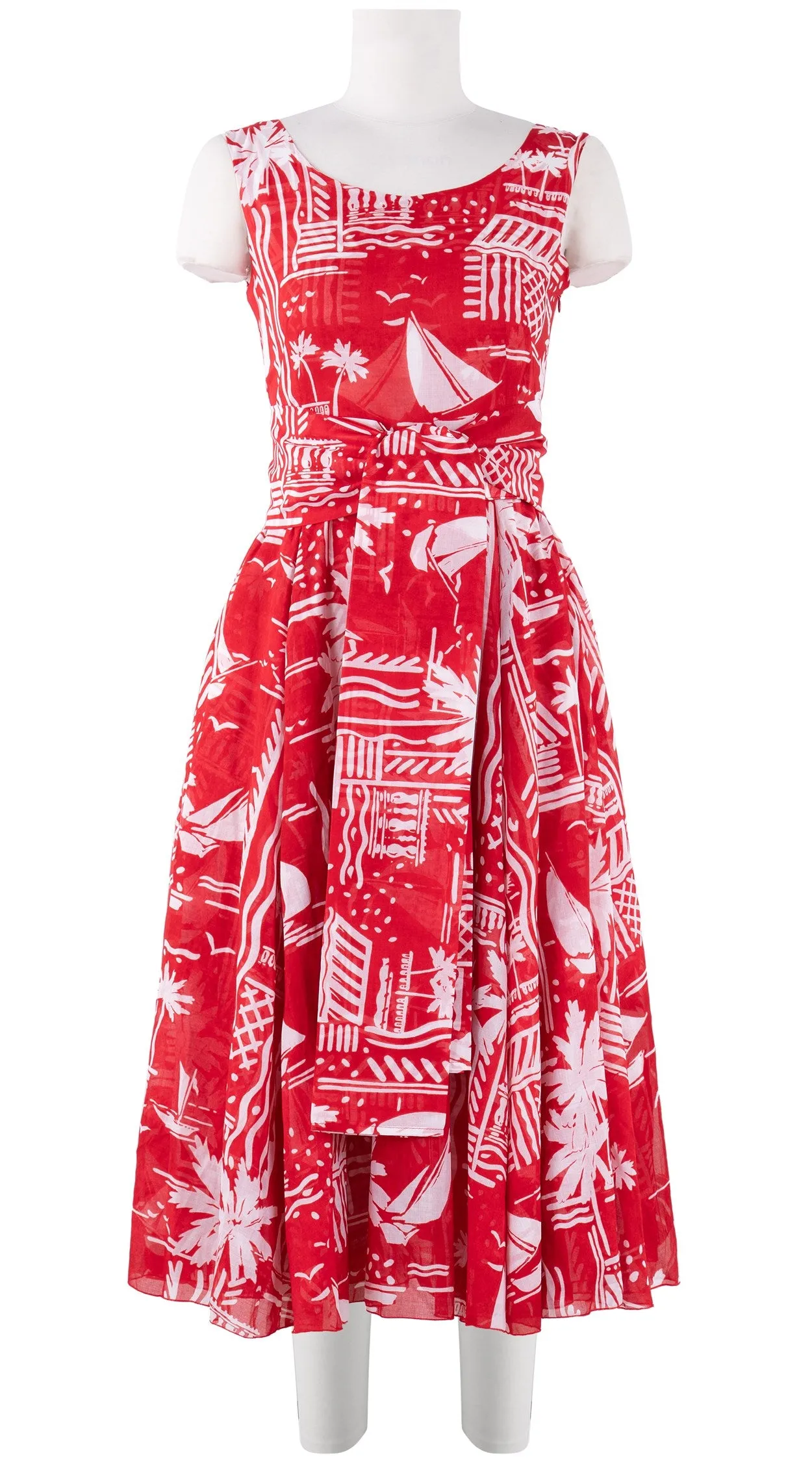 Aster Dress Boat Neck Mini Cap Sleeve Midi Length Cotton Musola (Cote D'azur Small)