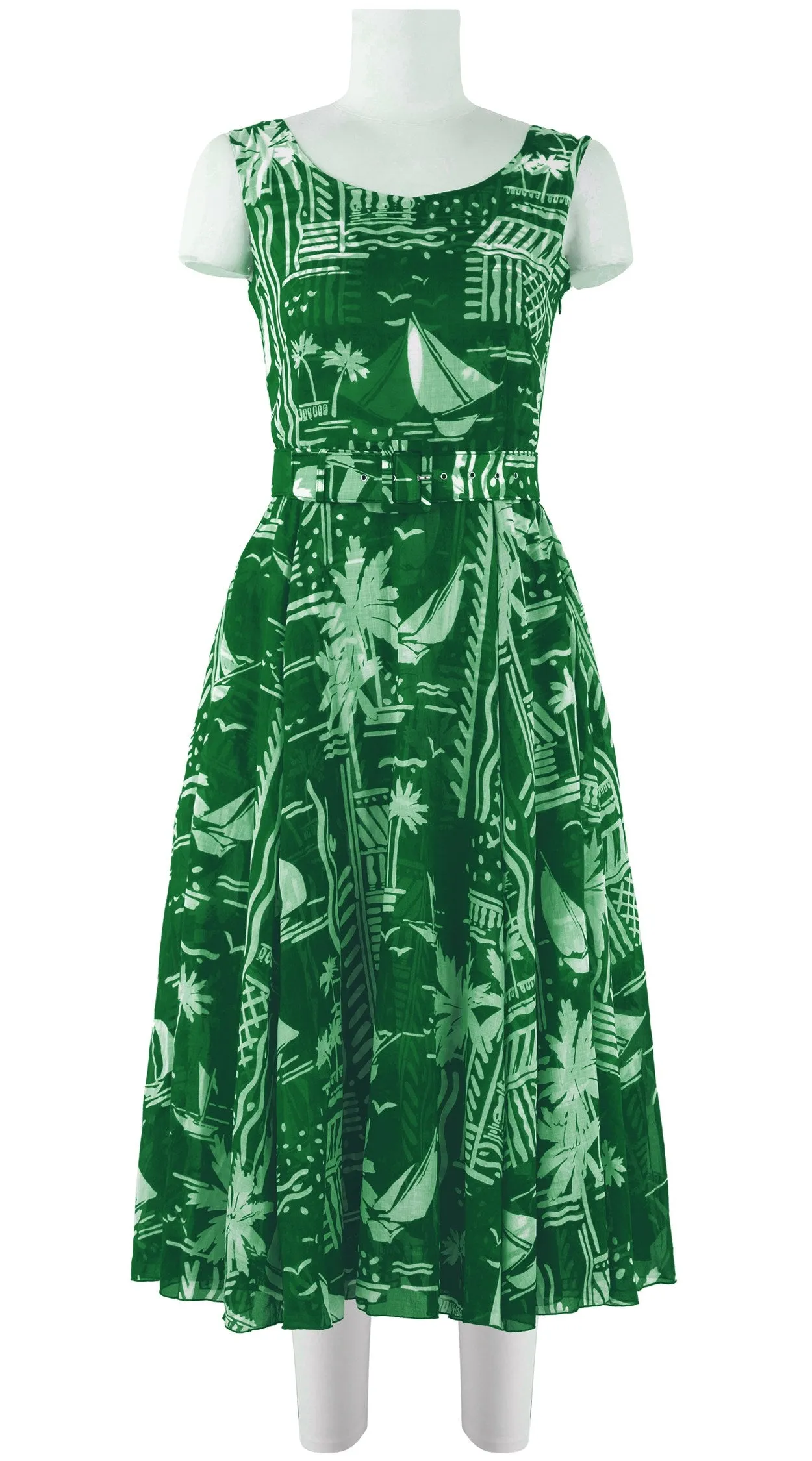 Aster Dress Boat Neck Mini Cap Sleeve Midi Length Cotton Musola (Cote D'azur Small)
