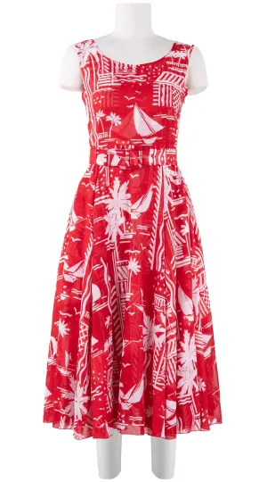 Aster Dress Boat Neck Mini Cap Sleeve Midi Length Cotton Musola (Cote D'azur Small)