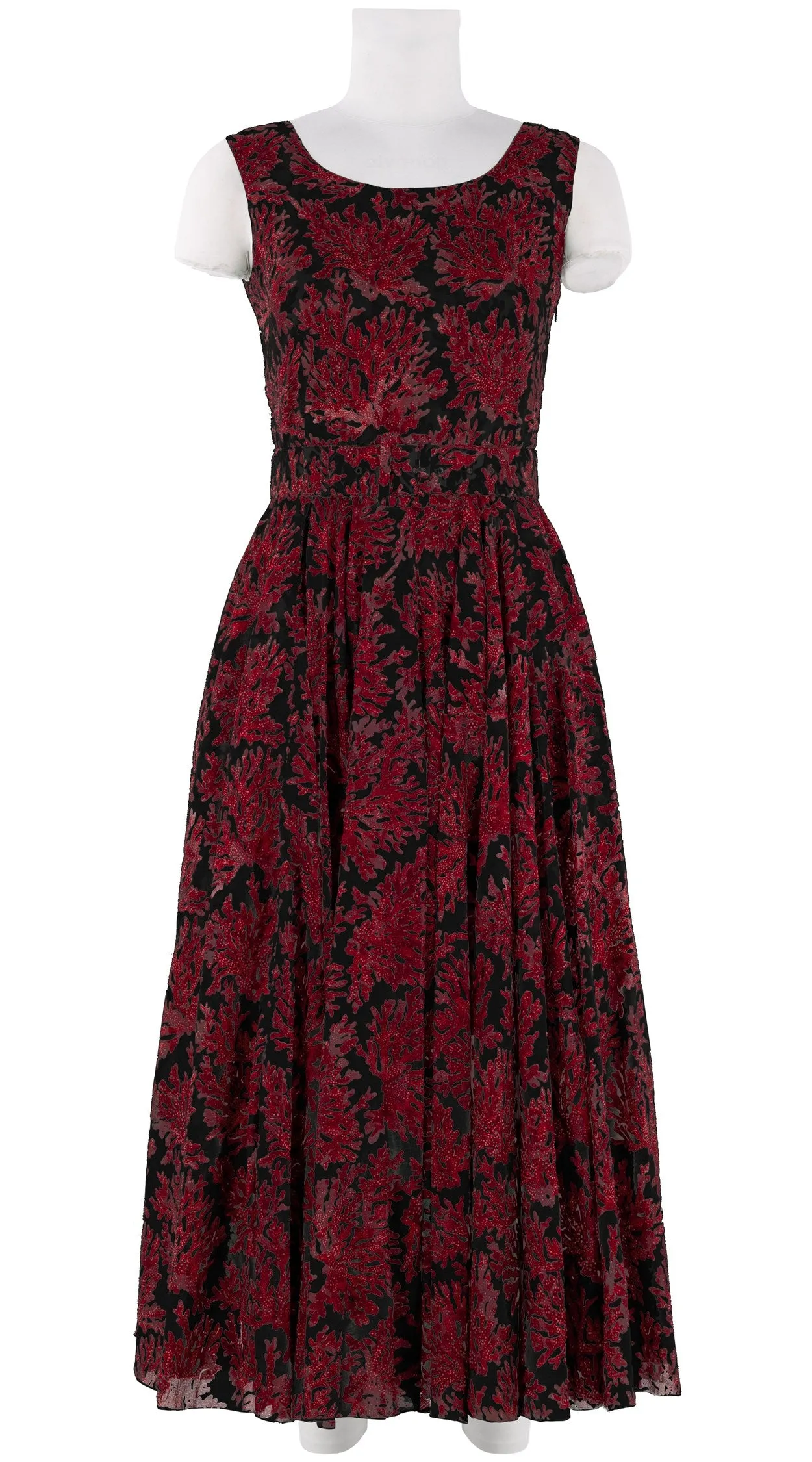 Aster Dress Boat Neck Sleeveless Midi Plus Length Cotton Musola (Fringing Coral New)
