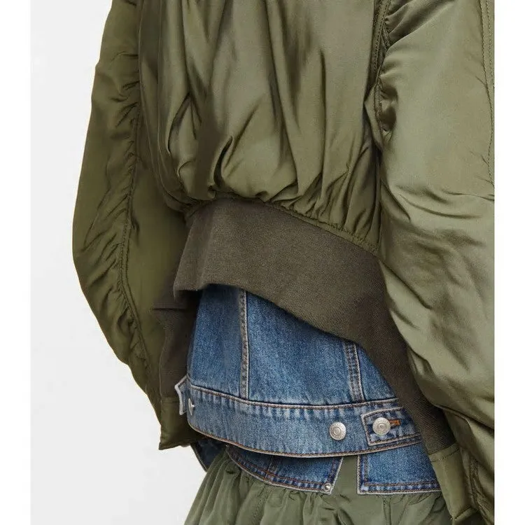 Autumn Winter Loose Color Matching Denim Cotton Jacket
