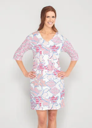 Aztek Sail Peri (8116) ~ Lucy 3/4 Sleeve V-Neck Dress