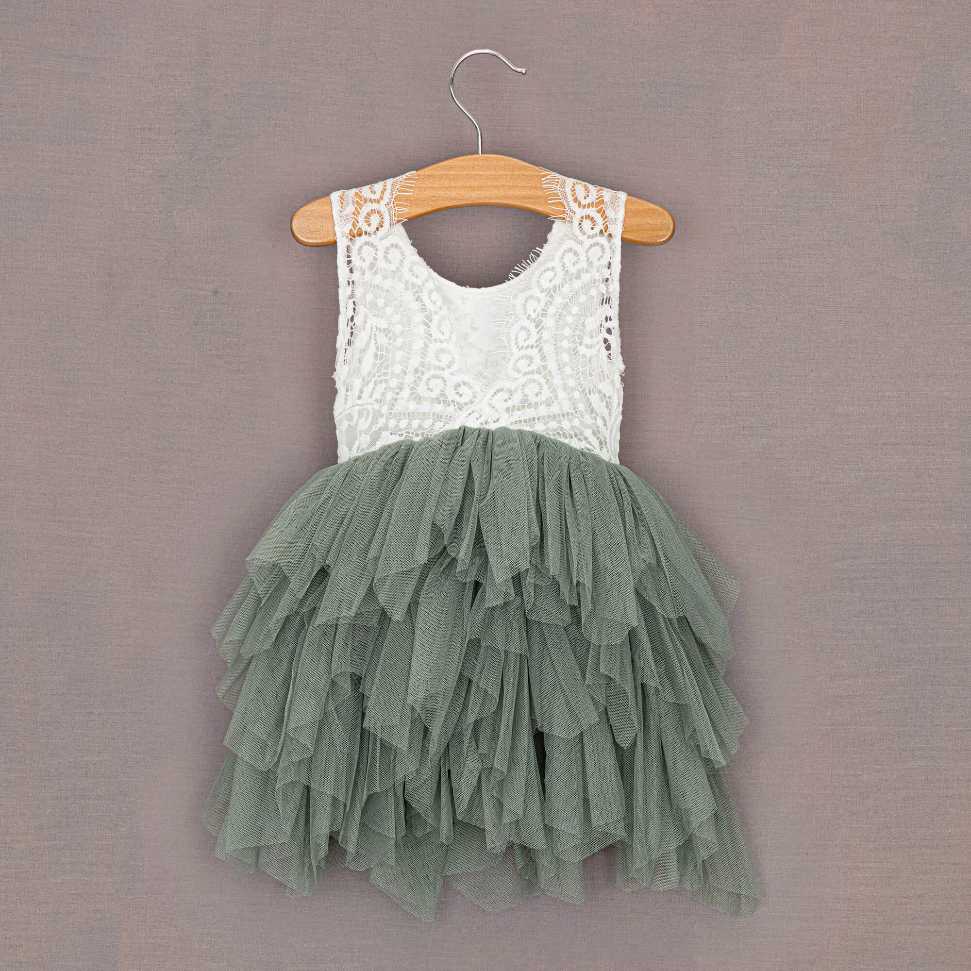 Baby Boho Dreams Dress - Sage Green Applique