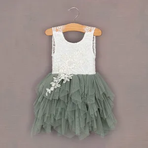 Baby Boho Dreams Dress - Sage Green Applique