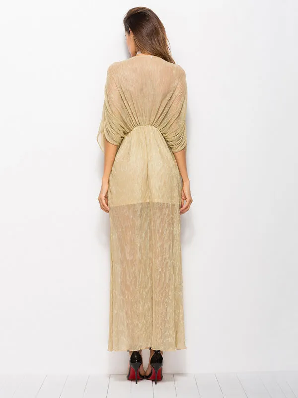 Bat Sleeve V-neck Dress