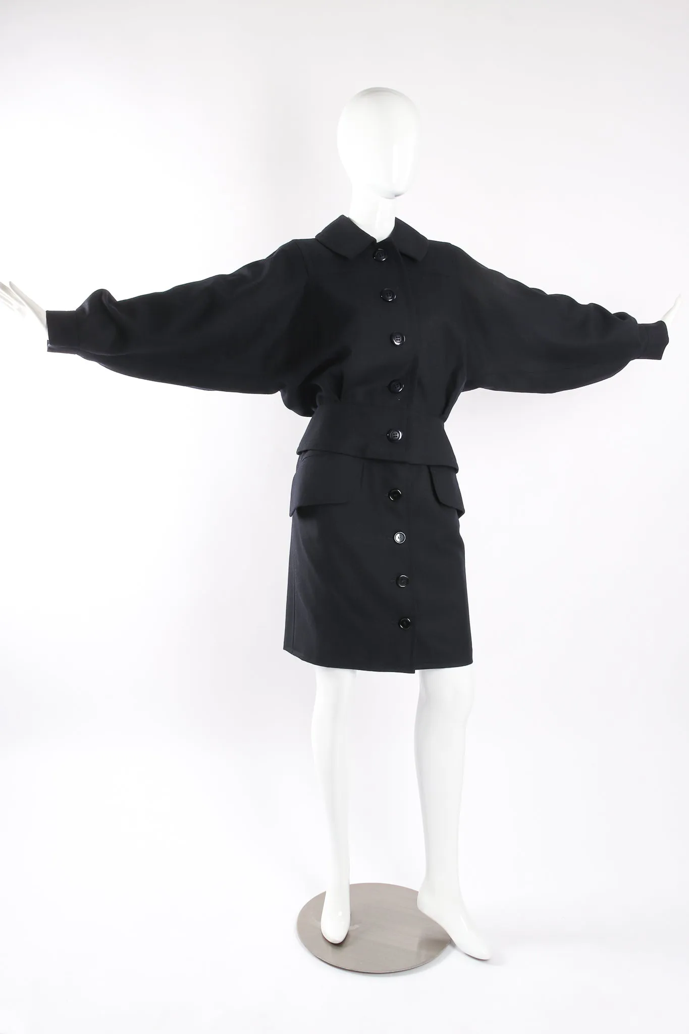 Batwing Uniform Peplum Jacket & Skirt Set