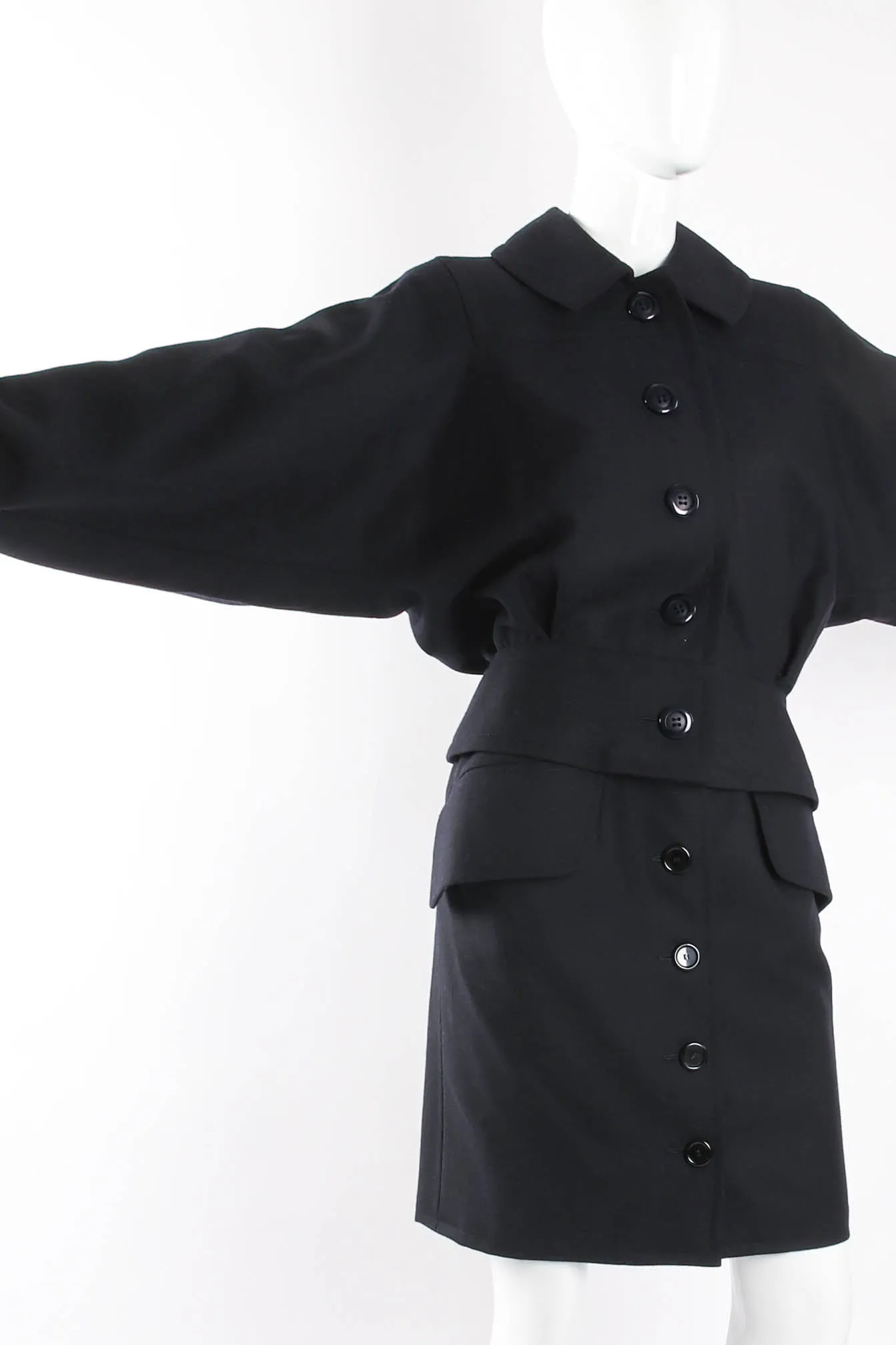 Batwing Uniform Peplum Jacket & Skirt Set