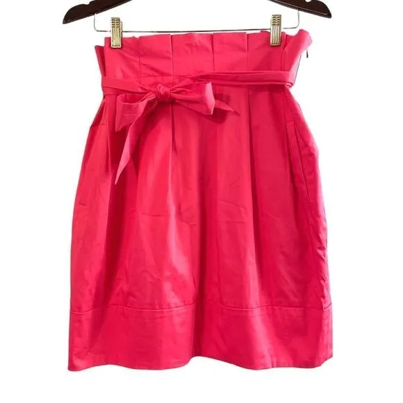 BCBGMAXAZRIA Stella High Waisted Paper Bag Skirt in Geranium, Size 6