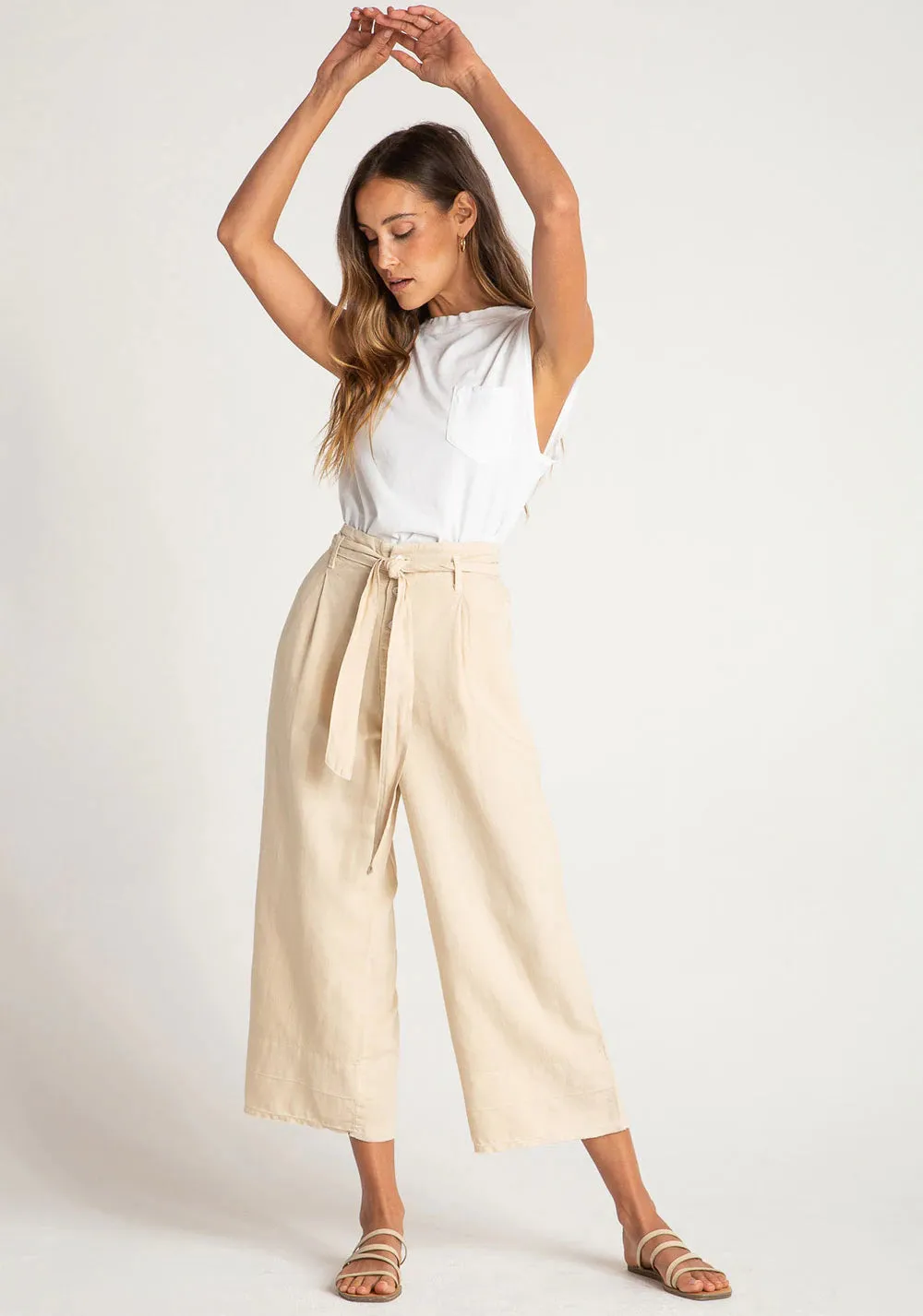 Bella Dahl Button Front Wide Crop Pants