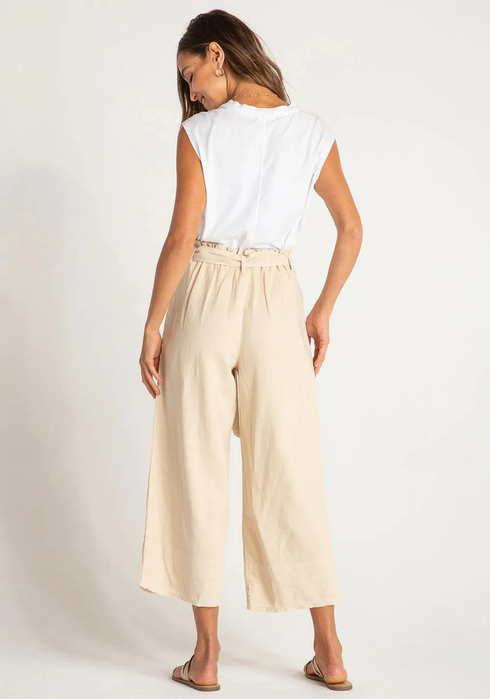 Bella Dahl Button Front Wide Crop Pants
