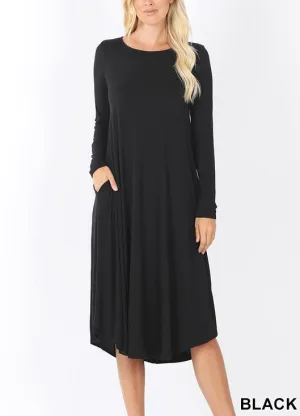 BETH SOLID MIDI DRESS BLACK