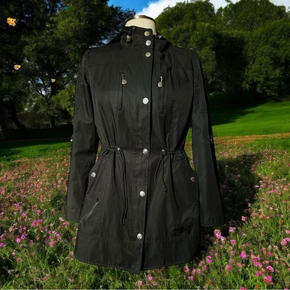 Betsey Johnson Classic Black Raincoat