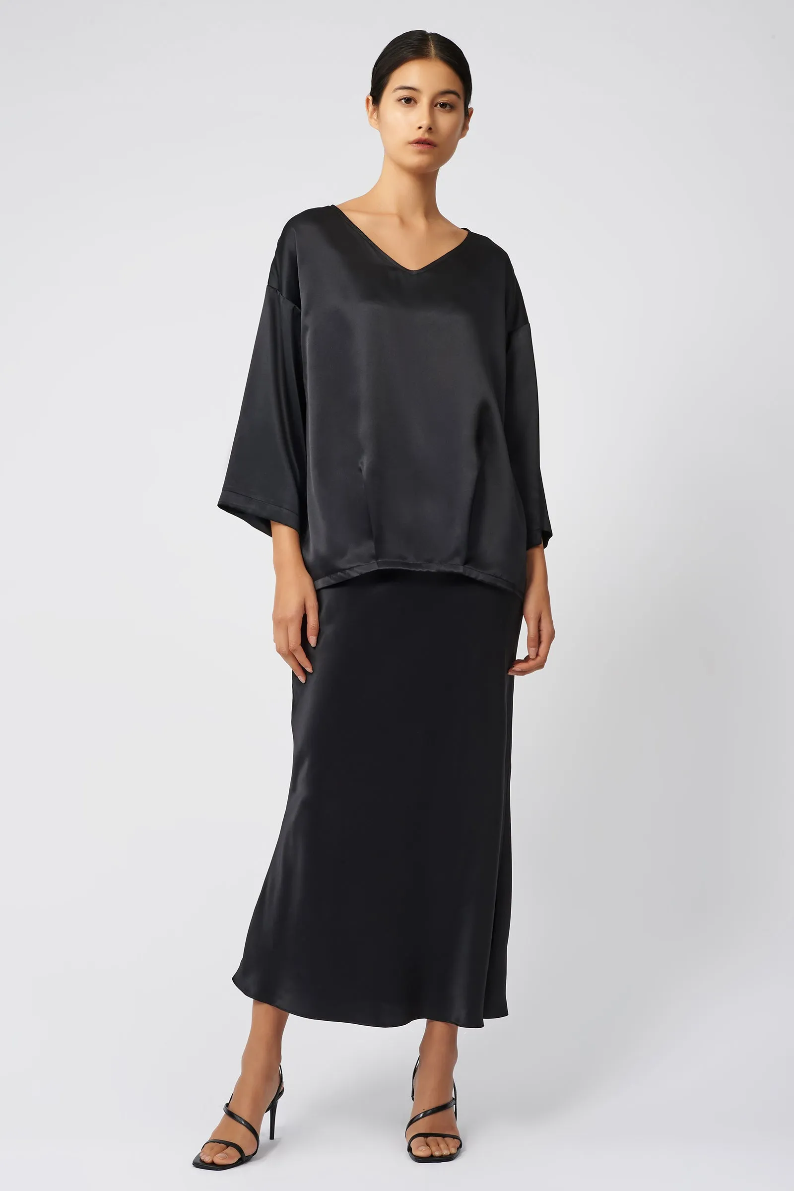 Bias Silk Skirt - Black