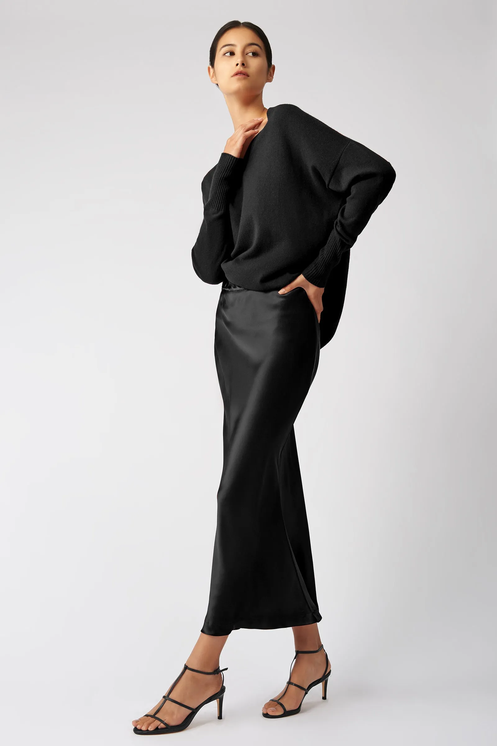 Bias Silk Skirt - Black