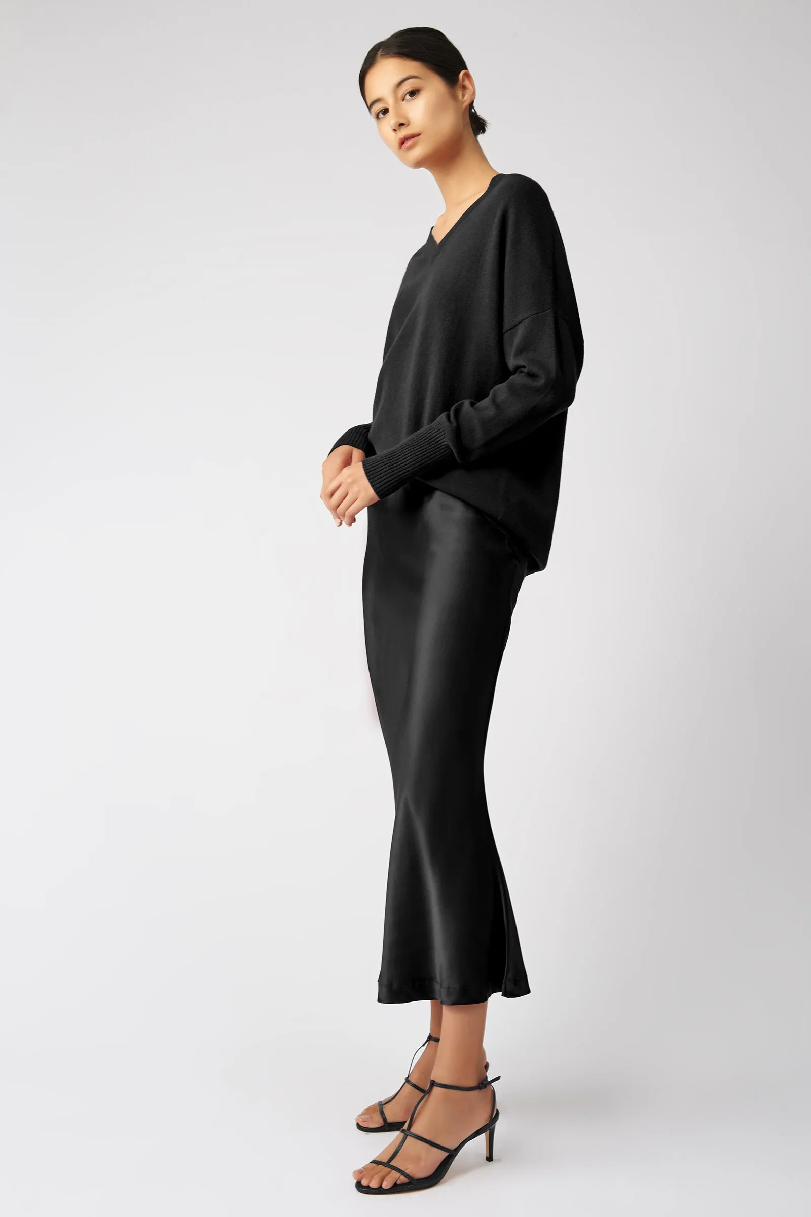 Bias Silk Skirt - Black