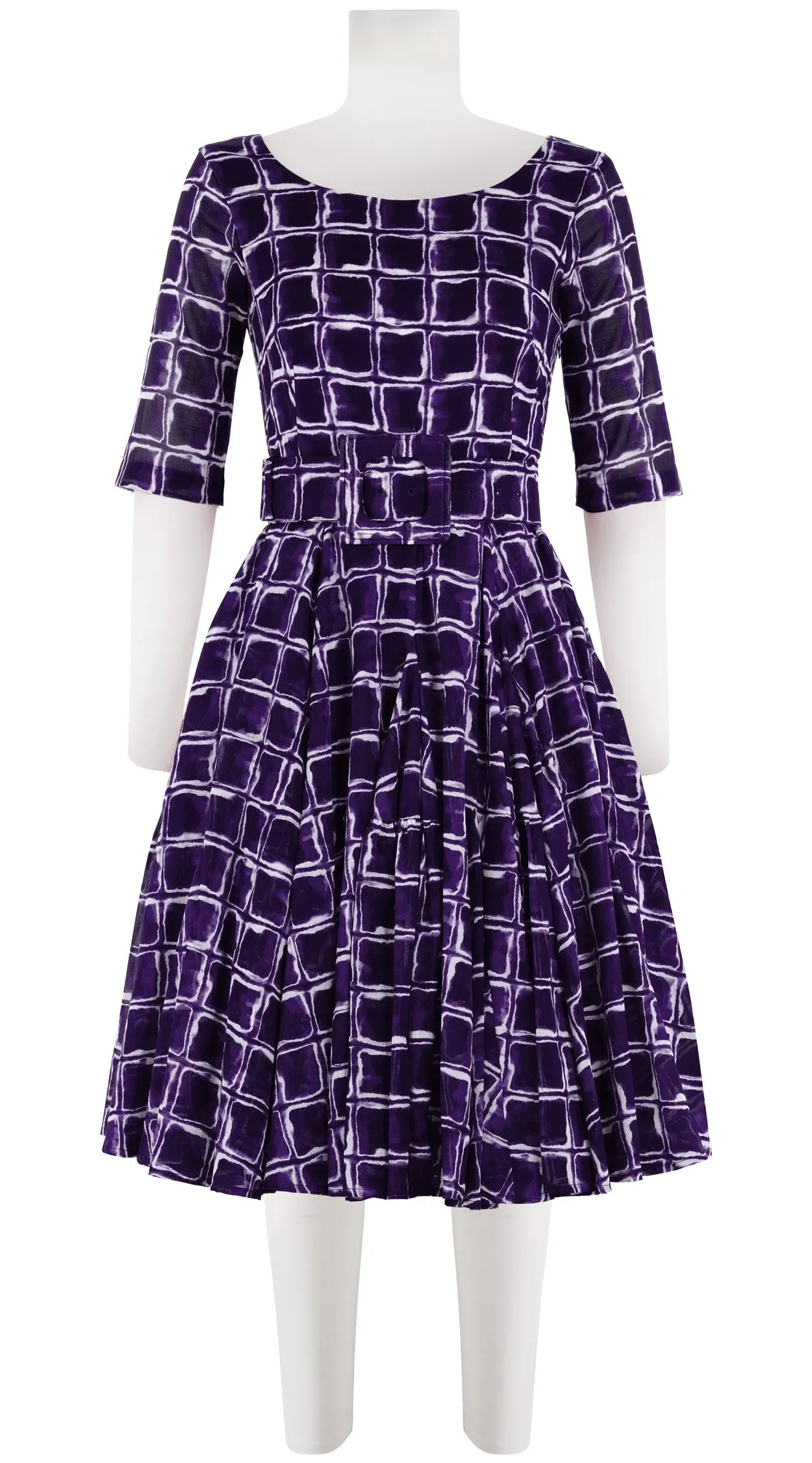 Birdy Dress #2 Boat Neck 1/2 Sleeve Cotton Musola (Shibori Square)