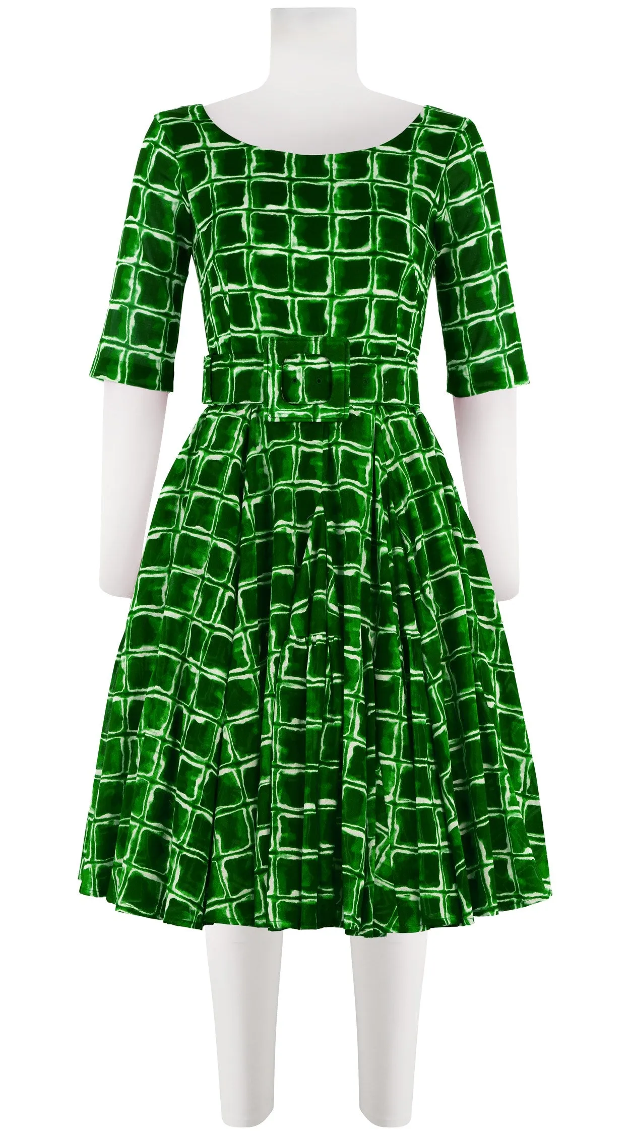 Birdy Dress #2 Boat Neck 1/2 Sleeve Cotton Musola (Shibori Square)
