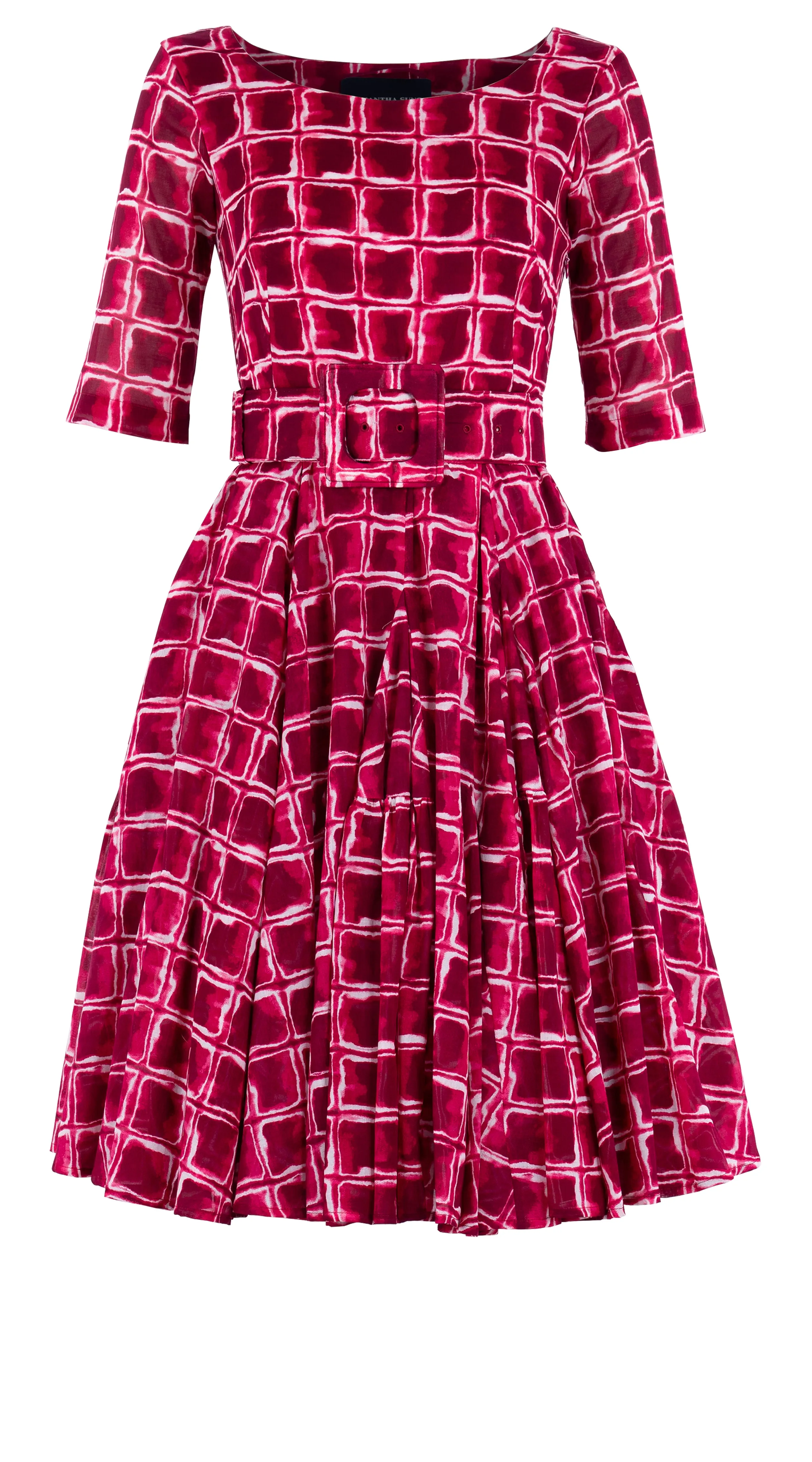 Birdy Dress #2 Boat Neck 1/2 Sleeve Cotton Musola (Shibori Square)