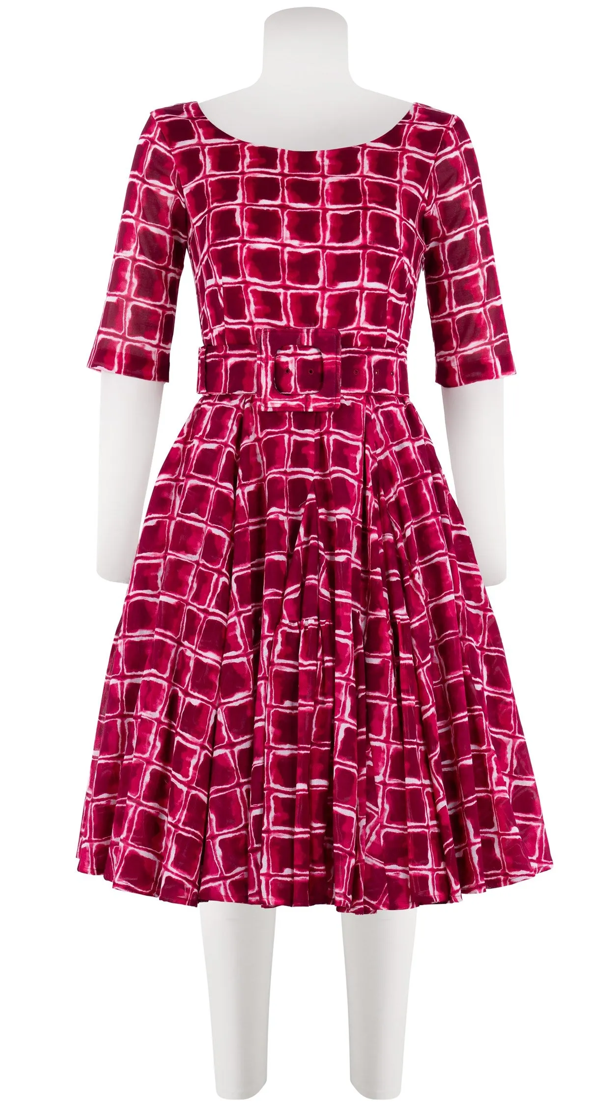 Birdy Dress #2 Boat Neck 1/2 Sleeve Cotton Musola (Shibori Square)