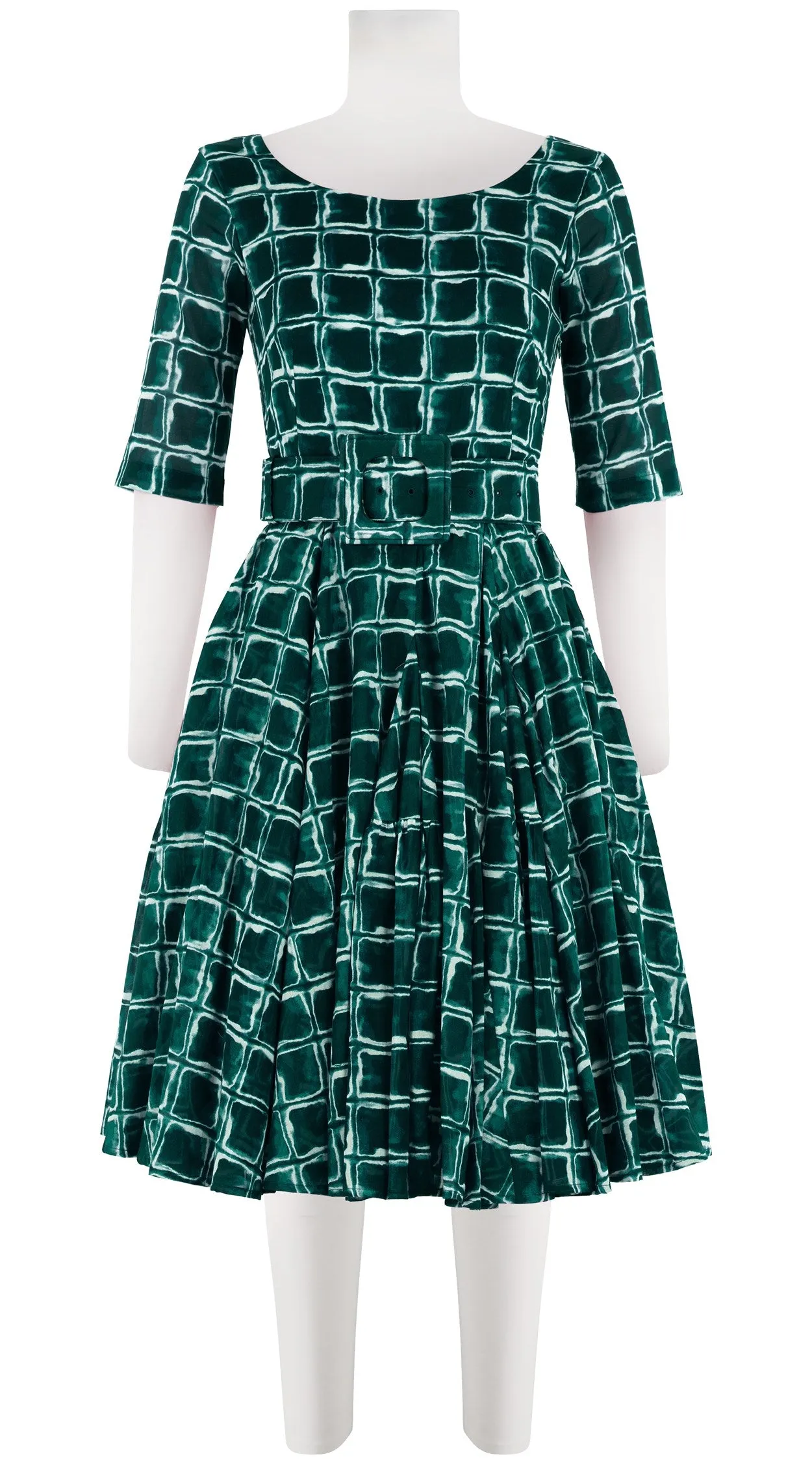 Birdy Dress #2 Boat Neck 1/2 Sleeve Cotton Musola (Shibori Square)